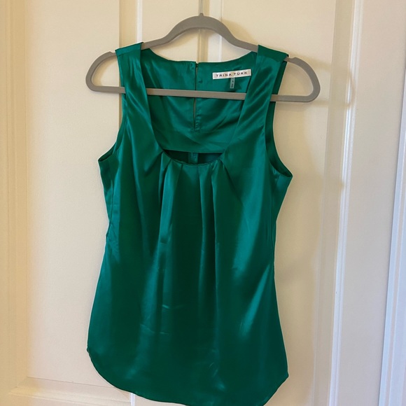 Trina Turk Size Size Small Green Tank Top Blouse - Picture 4 of 4